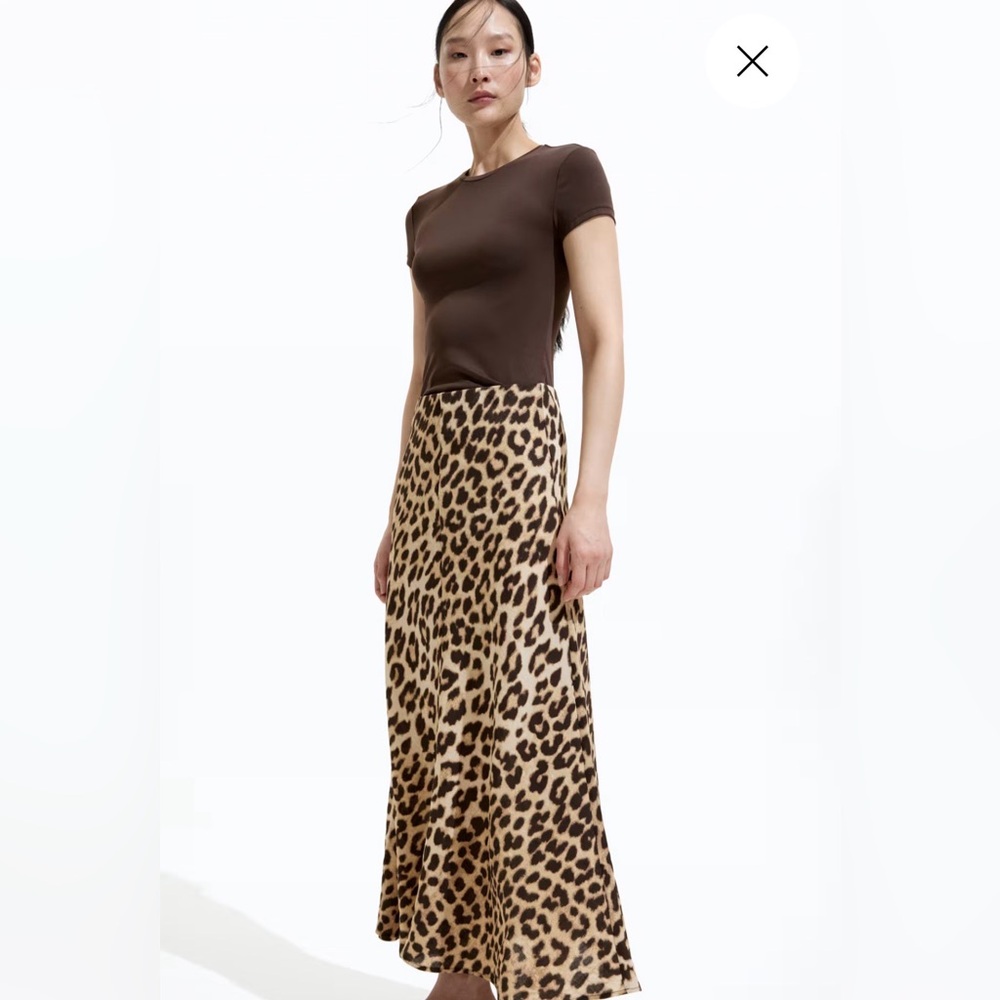 H&M Brown Leopard Maxi Skirt size S